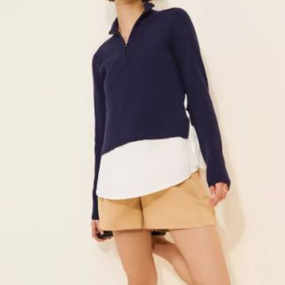 Maeve Half-Zip Twofer Mock-Neck Sweater - Picture 1 of 3